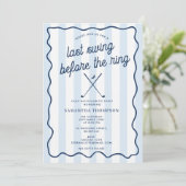 Invitation Bachelorette Party Golf Bach Retro Stripes (Debout devant)