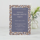Invitation Bachelorette Party-Leopard Motif-Bleu et Brown (Debout devant)