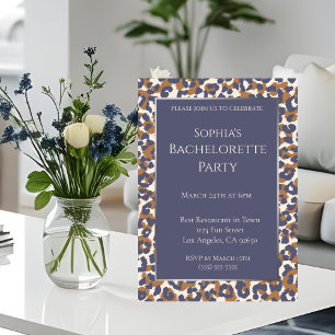 Invitation Bachelorette Party-Leopard Motif-Bleu et Brown