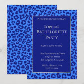 Invitation Bachelorette Party-Leopard Motif-Blue (Devant / Derrière)