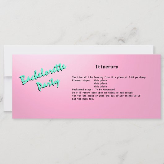 Invitation Bachelorette Party Limo Pass (Dos)
