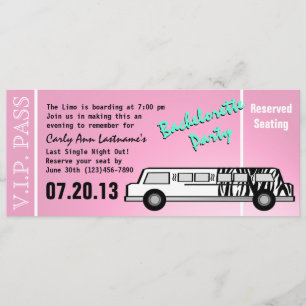 Invitation Bachelorette Party Limo Pass