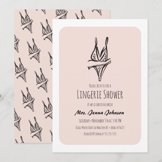 Invitation Bachelorette Party Lingerie Fête des mariées Blush (Devant / Derrière)