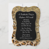 Invitation Bachelorette Party Natural Gold Leopard Motif (Dos)