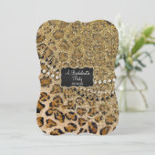 Invitation Bachelorette Party Natural Gold Leopard Motif (Debout devant)