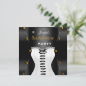 Invitation Bachelorette Party Noir Blanc Corset Or Studs (Debout devant)