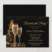 Invitation Bachelorette Party-Noir et Or (Devant / Derrière)