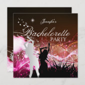 Invitation Bachelorette Party noir rose blanc argent (Devant / Derrière)