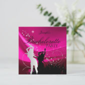 Invitation Bachelorette Party noir rose blanc argent (Debout devant)