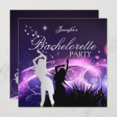 Invitation Bachelorette Party Noir violet blanc Argent (Devant / Derrière)