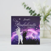 Invitation Bachelorette Party Noir violet blanc Argent (Debout devant)