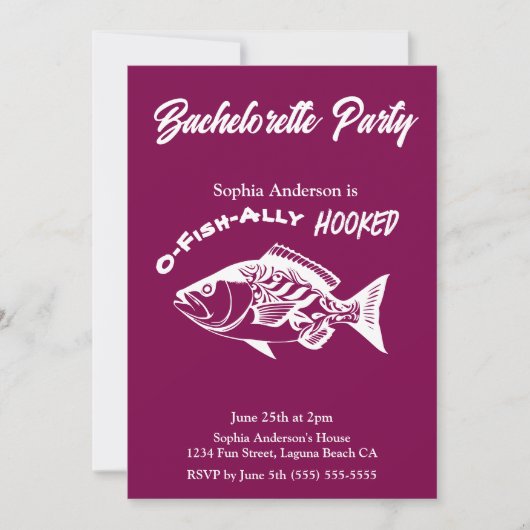 Invitation Bachelorette Party "O-fish-ally Hooked" (Devant)