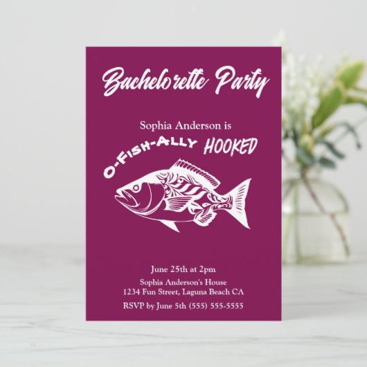 Invitation Bachelorette Party "O-fish-ally Hooked" (Debout devant)