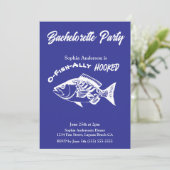 Invitation Bachelorette Party "O-fish-ally Hooked" Bleu (Debout devant)