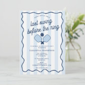Invitation Bachelorette Party Pickleball Bach Retro Stripes (Debout devant)