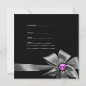 Invitation Bachelorette Party Pink Black Bow Jewel (Dos)