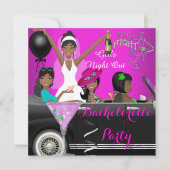 Invitation Bachelorette Party Pink Fun Limo Car Cocktails (Devant)