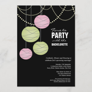 Invitation Bachelorette Party Pink Livre vert Lanternes