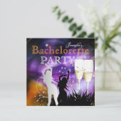 Invitation Bachelorette Party Purple Champagne Danse (Debout devant)