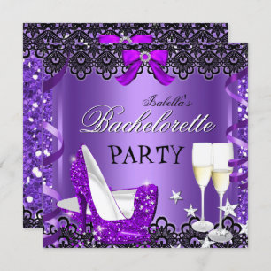 Invitation Bachelorette Party Purple High Heure Champagne