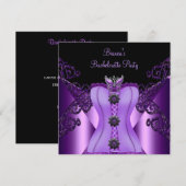 Invitation Bachelorette Party Purple Lilac Corset Papillon (Devant / Derrière)