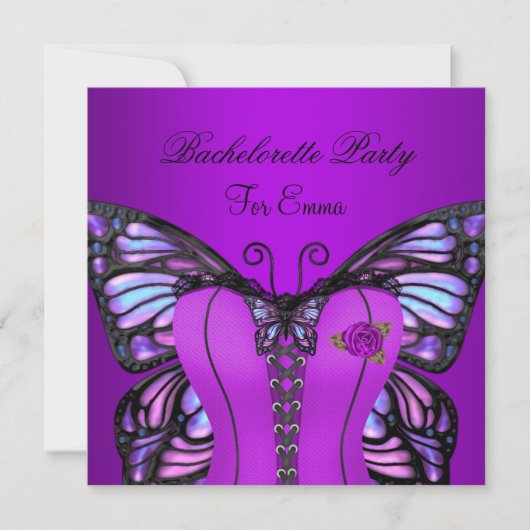 Invitation Bachelorette Party Purple Lilac Corset Papillon (Devant)