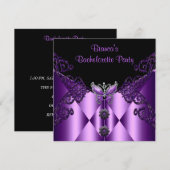 Invitation Bachelorette Party Purple Lilac Papillon Bijou (Devant / Derrière)