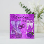 Invitation Bachelorette Party Purple Masque Chaussures Corset (Debout devant)