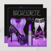 Invitation Bachelorette Party Purple Masque Lipstick Corset (Devant / Derrière)