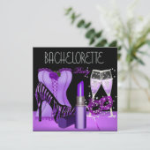 Invitation Bachelorette Party Purple Masque Lipstick Corset (Debout devant)
