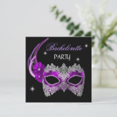 Invitation Bachelorette Party Purple Masque noir (Debout devant)