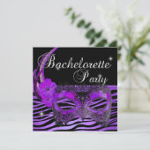 Invitation Bachelorette Party Purple Masque noir (Debout devant)