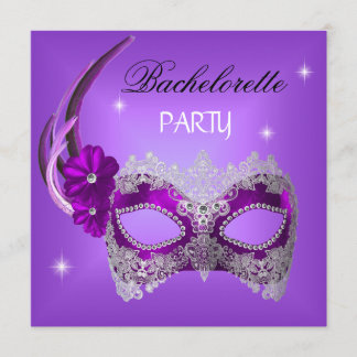 Invitation Bachelorette Party Purple Masque noir