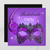 Invitation Bachelorette Party Purple Masque noir (Devant / Derrière)