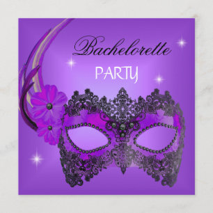 Invitation Bachelorette Party Purple Masque noir