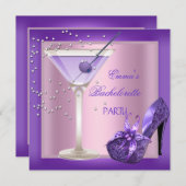 Invitation Bachelorette Party Purple Rose Chaussures 2 (Devant / Derrière)