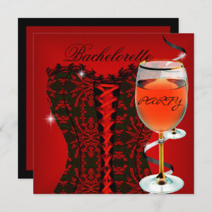 Invitation Bachelorette Party Red Corset Black Wine 2