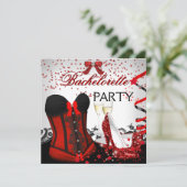 Invitation Bachelorette Party Red Corset talons hauts Champag (Debout devant)