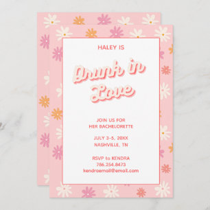 Invitation Bachelorette Party Retro Rose Daisy Drunin dans l'
