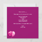 Invitation Bachelorette Party rose fille ballons Cocktail 3 (Dos)