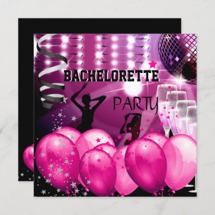 Invitation Bachelorette Party Rose Girl Disco Ball Balloons