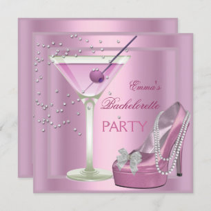 Invitation Bachelorette Party rose haute talon chaussures