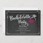 Invitation Bachelorette Party Rose Lips Fiançailles Invitatio (Devant)