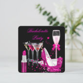 Invitation Bachelorette Party Rouge Lipstick Champagne talons (Debout devant)