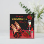 Invitation Bachelorette Party Rouge Noir Chaussures Lipstick (Debout devant)