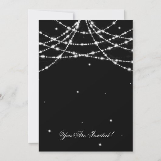 Invitation Bachelorette Party Sparkling String noir (Dos)