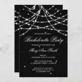 Invitation Bachelorette Party Sparkling String noir (Devant / Derrière)