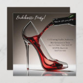 Invitation Bachelorette Party-Stiletto avec vin (Devant / Derrière)
