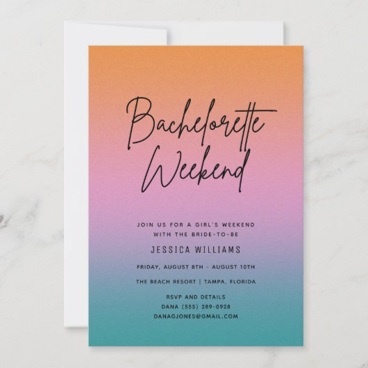 Invitation Bachelorette Party Summer Week-end Getaway (Devant)