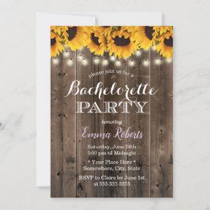 Invitation Bachelorette Party Tournesols Rustiques